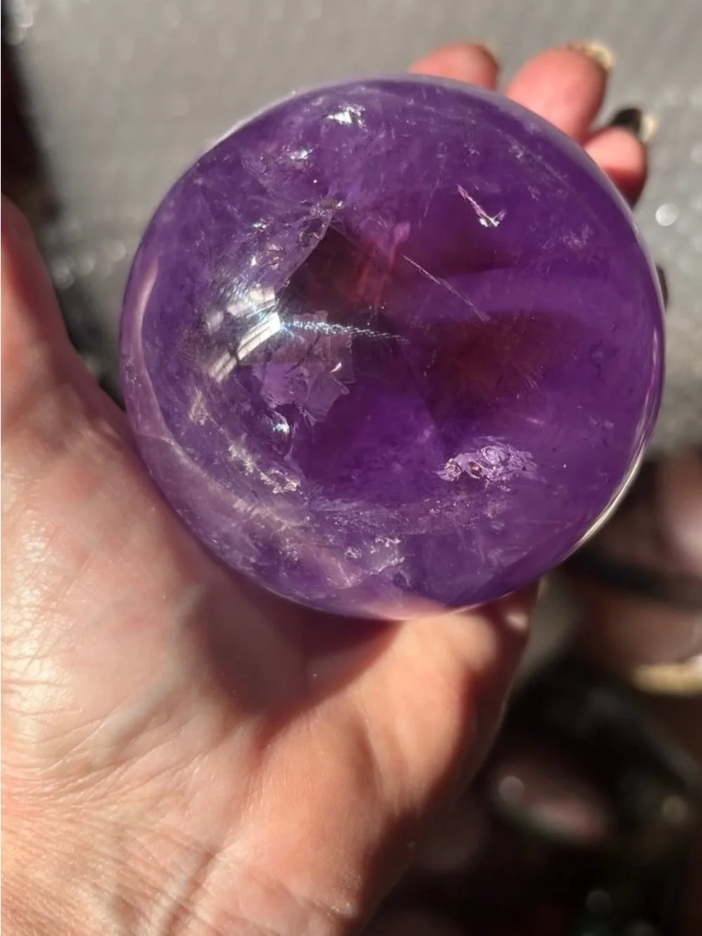 Amethyst Crystal Sphere - Purple Home Accent